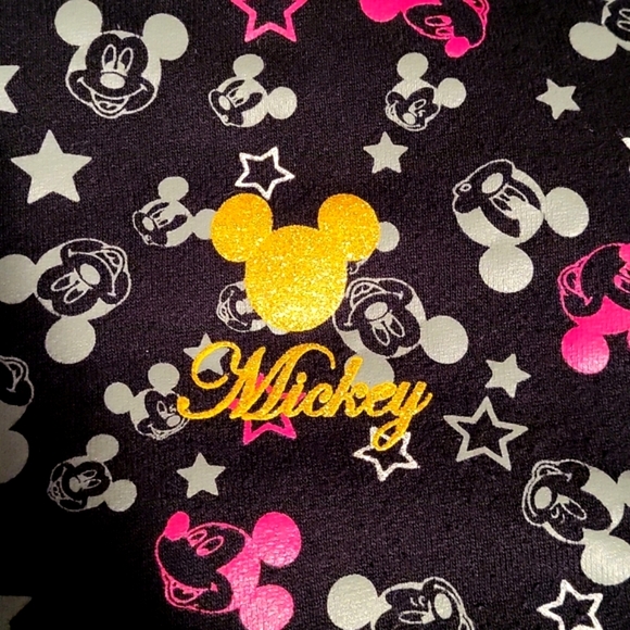 MICKEY MOUSE Black Hoodie Grey & Pink Stars & Mickey Faces Size Small Disney - Picture 3 of 6